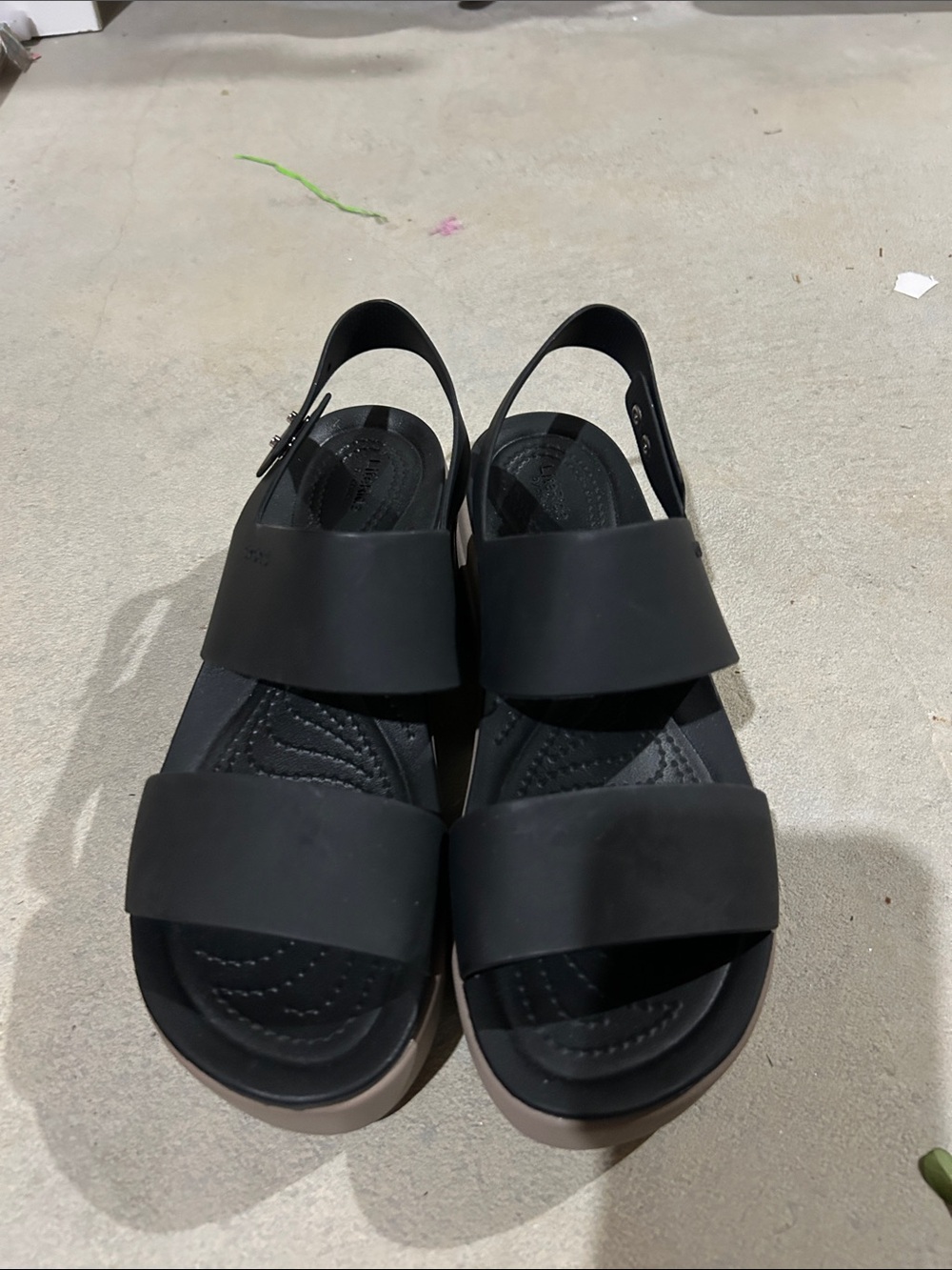 CROCS Women’s Black Slingback Platform Sandals with Tan Sole